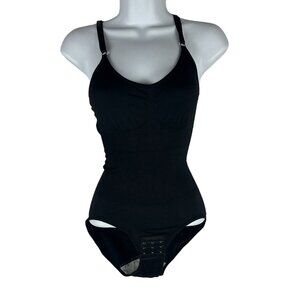 Black One-Piece Bodysuit With Adjustable Straps & Snap Closure Size S